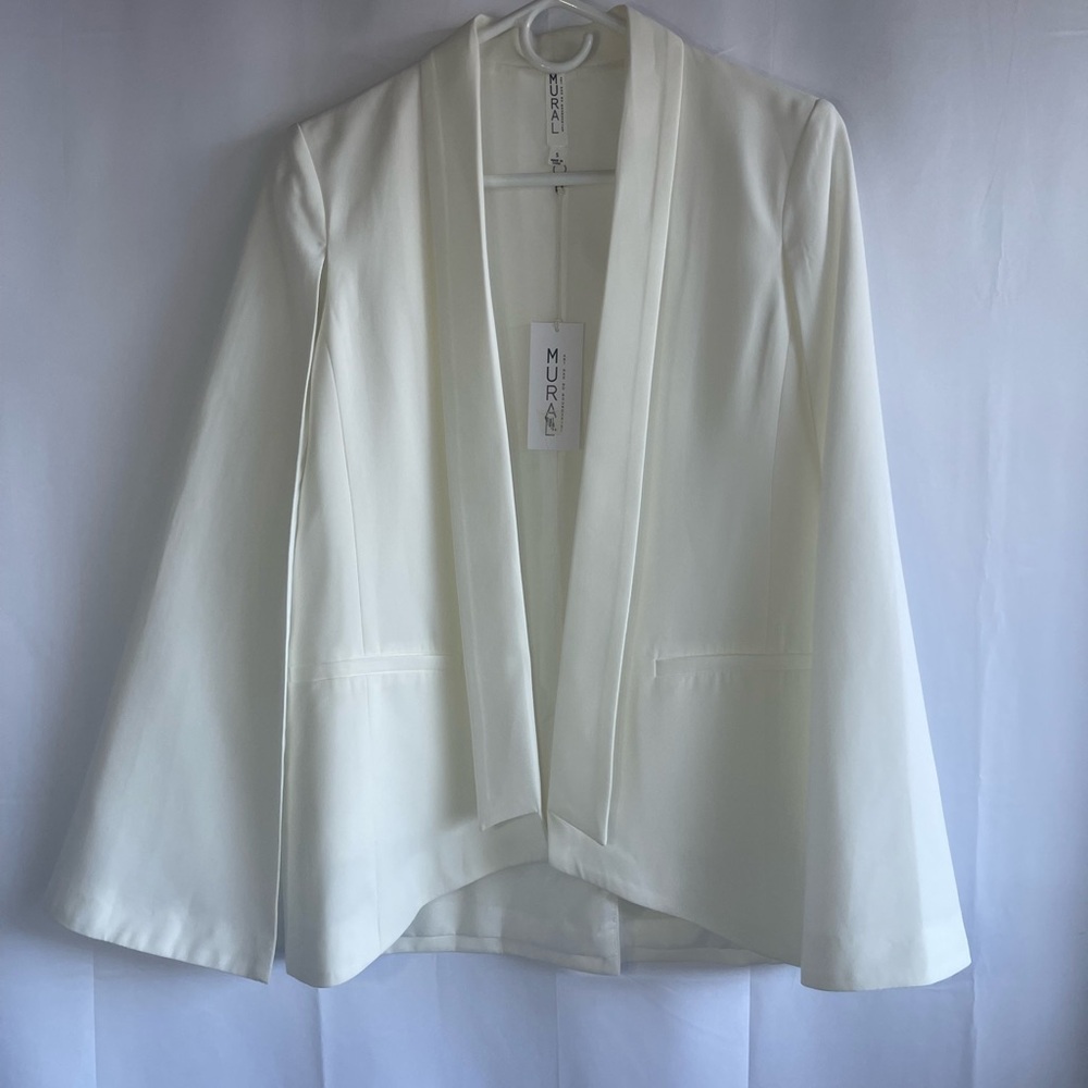Mural Cream Open-Front Draped Blazer